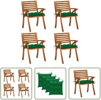 Tuinstoelenset - Acaciahout - Groen kussen - 59x59x87 cm - Set van 4