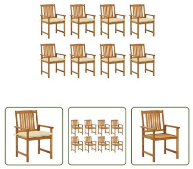 Tuinstoelenset - Acaciahout - Olieafwerking - 8 stoelen met kussens - 61x57x92 cm Wit