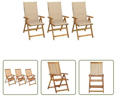 Tuinstoelenset - Acaciahout - Vintage design - 57 x 69 x 111 cm - 5 leunposities Beige