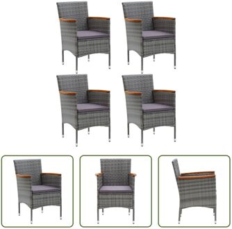 Tuinstoelenset - Grijs - 55 x 58 x 84 cm - PE-rattan - Massief acaciahout