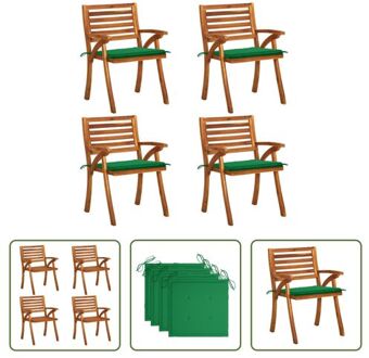 Tuinstoelenset Groene Kussens - 59x59x87cm - Massief Acaciahout - Montage vereist