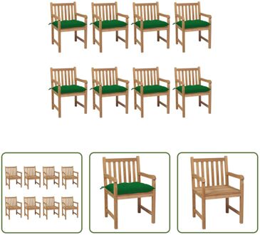 Tuinstoelenset Hard Teakhout - 58x60x90 cm - Groen Kussen