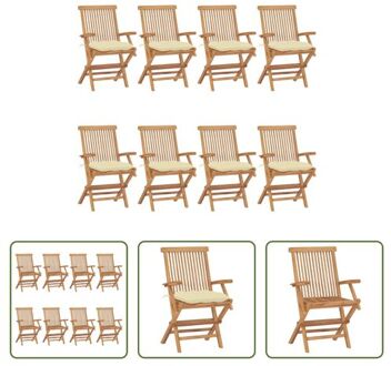 Tuinstoelenset - Hout - 8 Stoelen - 55x60x89 cm - Inklapbaar Wit