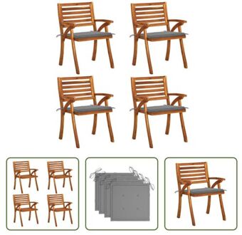 Tuinstoelenset - Outdoor - Houten - 59 x 59 x 87 cm - Grijs - Massief acaciahout