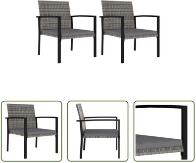 Tuinstoelenset - PE-rattan - 53x58.5x83 cm - Grijs