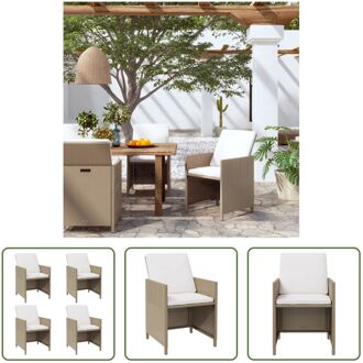 Tuinstoelenset - PE rattan - Beige - 52 x 56 x 85 cm - Comfortabele zit