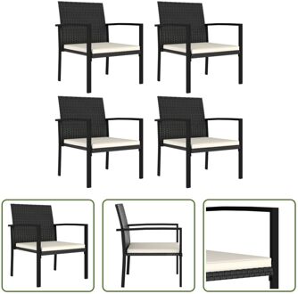 Tuinstoelenset - PE-rattan - Zwarte stoelen - 53x58.5x83 cm - Stabiel en weerbestendig