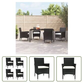 Tuinstoelenset - Poly Rattan - Zwart - 61x60x88cm - Inclusief kussens - Set van 4