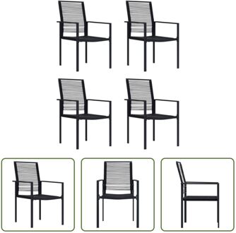 Tuinstoelenset - PVC-rattan - 60 x 55 x 90 cm - Zwart