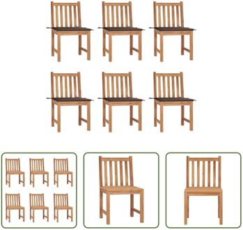 Tuinstoelenset - Teakhout - Robuust - 6 Stoelen - Taupe Kussen