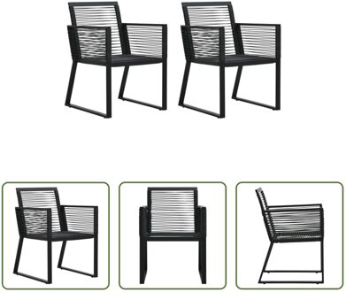 Tuinstoelset PVC-rattan - 53x57x77 cm - stabiel en weerbestendig Zwart