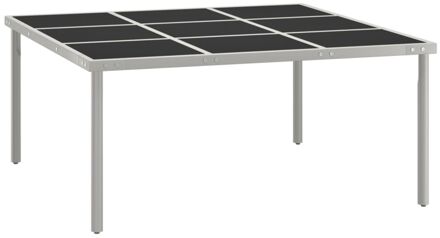 Tuintafel 170x170x74,5 cm glas en staal Zwart