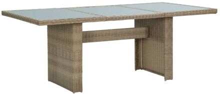 Tuintafel 200x100x74 cm glas en poly rattan bruin