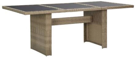 Tuintafel 200x100x74 cm glas en poly rattan bruin