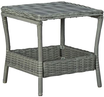 Tuintafel 45x45x46,5 cm poly rattan lichtgrijs