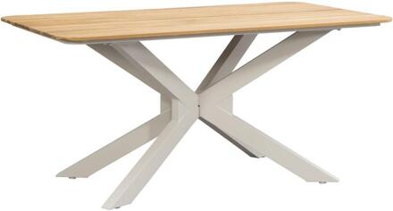 Tuintafel Perpignan - Zand/metaal - 75x160x90 Cm - Aluminium/Teakhout - Beige