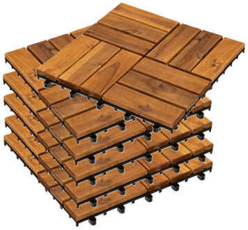 Tuintegel/balkon terrastegels - 45x stuks - acacia hout kleur - kunststof - 30 x 30 cm - vlonder