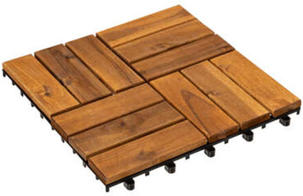 Tuintegel/balkon terrastegels - 9x stuks - acacia hout kleur - kunststof - 30 x 30 cm - vlonder