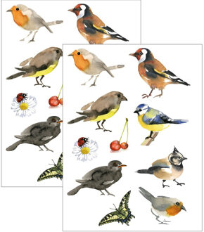 Tuinvogels thema stickers - 60x stuks - kinderstickers - stickervellen - decoratie artike