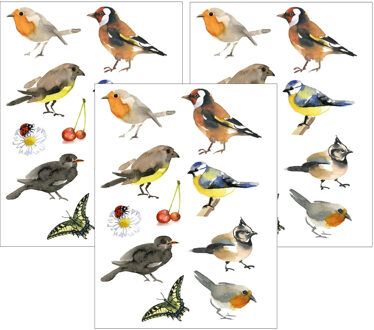 Tuinvogels thema stickers - 90x stuks - kinderstickers - stickervellen - decoratie artike