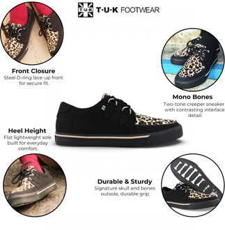 TUK Pointed Creeper Sneaker Zwart Luipaard Canvas Platform Schoenen - A9180 - EU 41