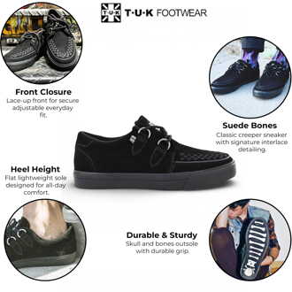 TUK Pointed Creeper Sneaker Zwart Suède Platform Schoenen - A9178 - EU 39