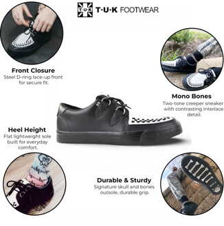 TUK Pointed Creeper Sneaker Zwart Wit Leren Platform Schoenen - A9180 Zwart/wit - EU 43