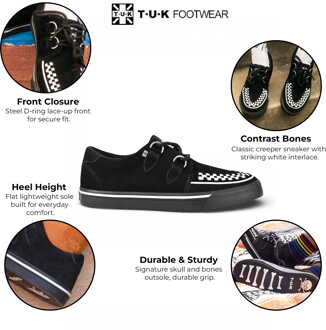 TUK Pointed Creeper Sneaker Zwart Wit Suède Platform Schoenen - A9182 Zwart/wit - EU 41