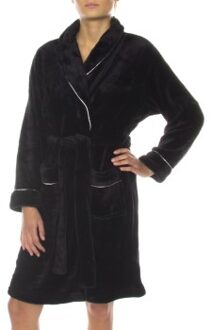 Tula Short Fleece Robe Zwart - Large