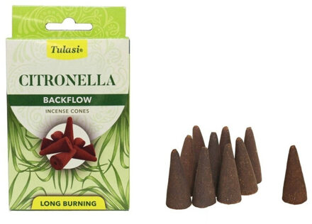 Tulasi Wierook kegeltjes in huisgeur Citronella - 10x kleine kegeltjes - Sterke citrus geur