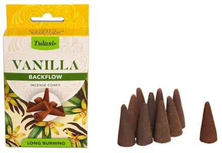 Tulasi Wierook kegeltjes in huisgeur Vanille - 10x kleine kegeltjes - Ontspannend Wit