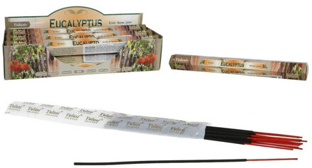 Tulasi Wierook sticks in huisgeur Eucalyptus - 20x sticks van 22 cm - Ontspannend - 24 grams Groen