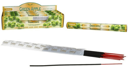 Tulasi Wierook sticks in huisgeur Green Apple - 20x sticks van 22 cm - Ontspannend - 24 grams - appelgeur