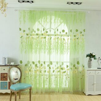 Tule Gordijnen Voor Woonkamer Slaapkamer Keuken Bloemen Gedrukt Sheer Jacquard Pastorale Luxe Gordijn Decoratie groen