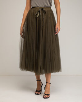 Tule rok met meerdere lagen en A-lijn snit Kaki