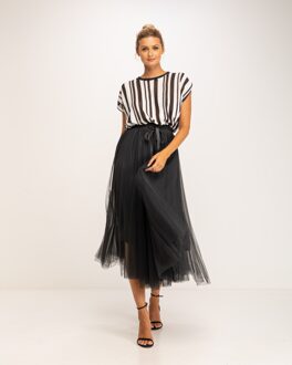 Tule rok met meerdere lagen en A-lijn snit Zwart