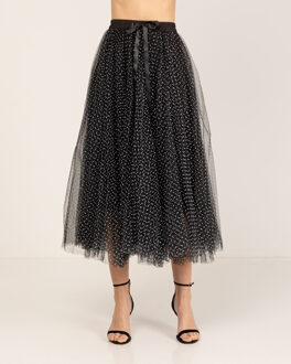 Tule rok met stippen Zwart - L