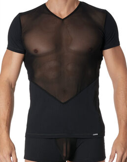 Tulle heren Shirt in combinatie met stof (L) - Maat: L