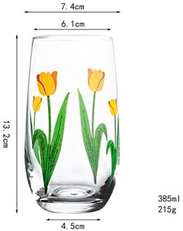 Tulp Bloem Glas Cup Japan En Zuid-korea Handgeschilderde 390Ml Multifunctionele Transparant Bier whisky Melk Glas Cup Tulip Egg Cup