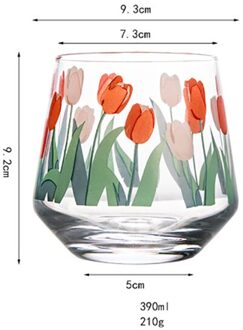 Tulp Bloem Glas Cup Japan En Zuid-korea Handgeschilderde 390Ml Multifunctionele Transparant Bier whisky Melk Glas Cup Tulip Mousse Cup