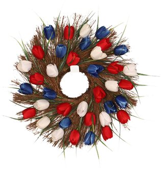 Tulp Krans Deur Krans Kunstmatige Bloem Tulp Bloemen Takje Deur Krans Zomer Krans Voor Voordeur Decor Krans Slingers diep saffier / 30 Cm