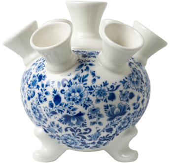 Tulpenvaas op pootjes Sierlijke bloem groot Heinen Delfts Blauw souvenir