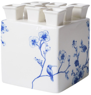 tulpenvaas vierkant orchidee Blauw wit