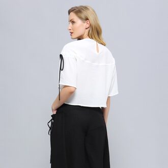 Tulpmouwen Crop Top - maat Wit