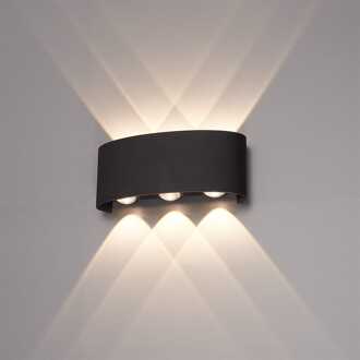 Tulsa LED Wandlamp Zwart - 6 Watt 630 lumen - IP54 Waterdicht - 3000K Warm Wit - Dimbaar - Binnen en buiten - Up & Down Light - Modern