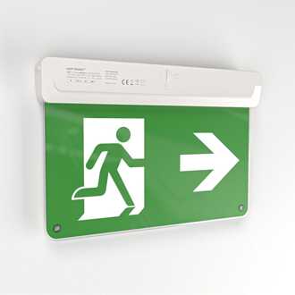 Tumu - LED Noodverlichting met Accu - Opbouw 5 montagemogelijkheden - IP20 voor binnen - 2,2 Watt 6500K - Incl. Pictogram met vluchtwegaanduiding Wit/Groen