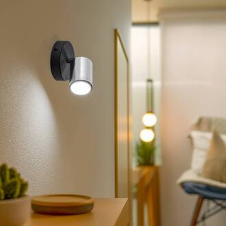 Tune II wandlamp, zwart/chroom, metaal, E27, Ø 5,5 cm zwart, chroom