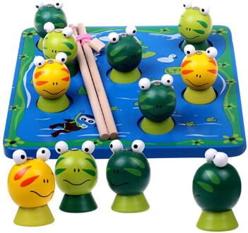 Tune Vissen Speelgoed Training Hand Oog Vereniging 3D Magnetische Vissen Kikker Ouder-kind Interactief Spel Houten Speelgoed Set