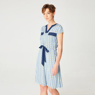 Tuniekjurk met trekkoordriem en geometrische print Hemelsblauw - S