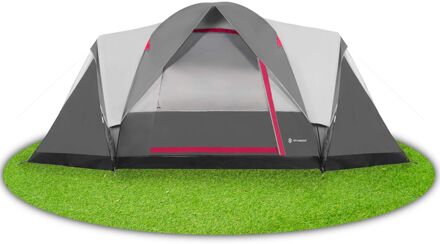 Tunneltent Kampeertent Tent Waterdicht Klamboe Hoes 6 Persoons Grijs 450 x 215 x 180 cm Rood